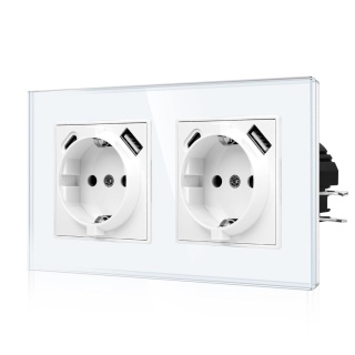 CNBINGO JFGM2 podwójne gniazdo USB – szklane 2 x (typ C i USB-A maks. 2,1 A) NOWY